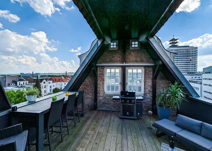 Luxurioeses Penthouse Mit Dachterrasse & Massagesessel Em-Apartments Deutschland